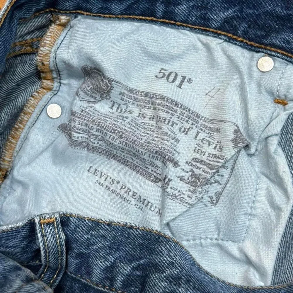 Levi's Premium Big E 501 Button Fly Blue Jean Cut Off Shorts